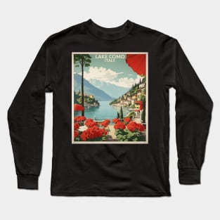 Lake Como Italy Vintage Tourism Travel Poster Long Sleeve T-Shirt